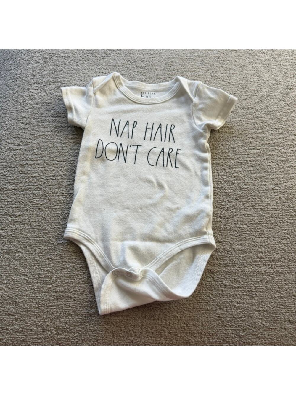Rae Dunn Baby One Piece Pajama 6-9M "Nap‎ Hair Don't Care"